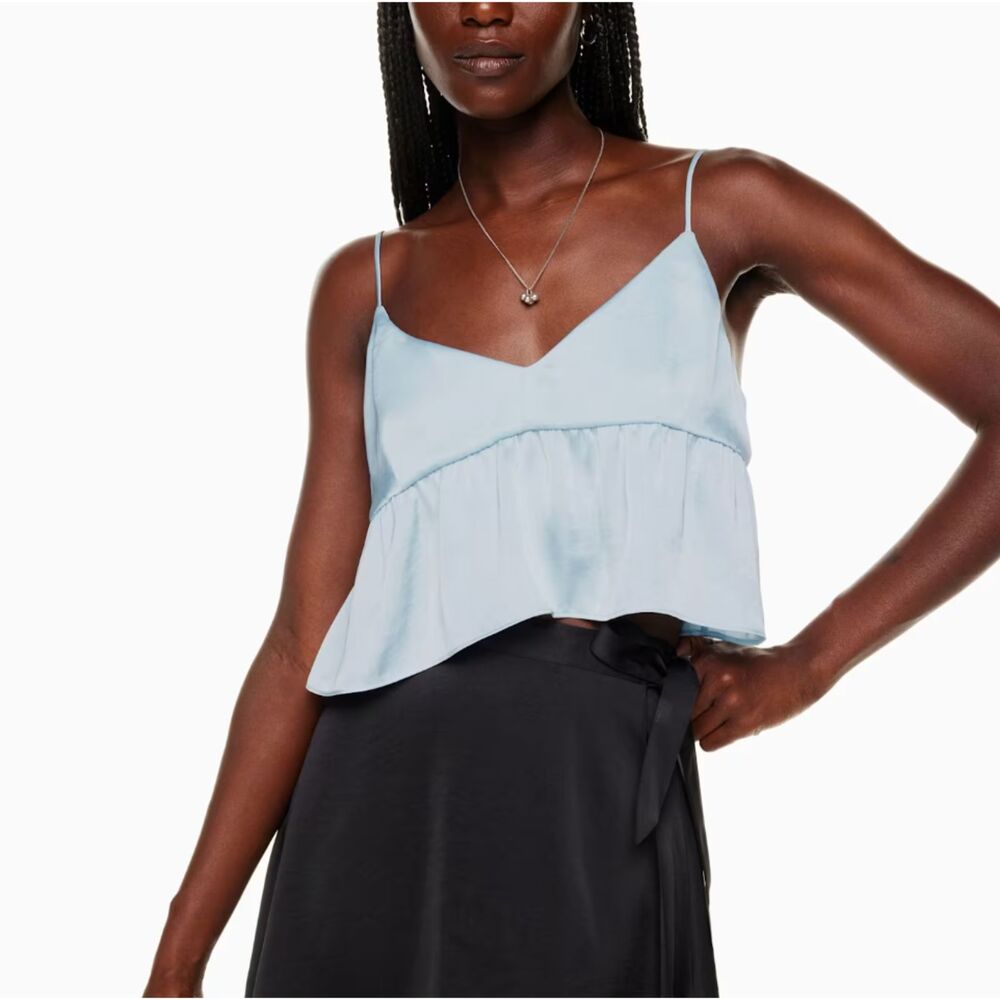 ARITZIA Wilfred Lover Satin Cropped Camisole Heatwave Blue X-Small
